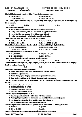 Đề ôn thi học kì II môn Hóa học Lớp 11 - Năm học 2019-2020 - Trường THPT Thống Nhất